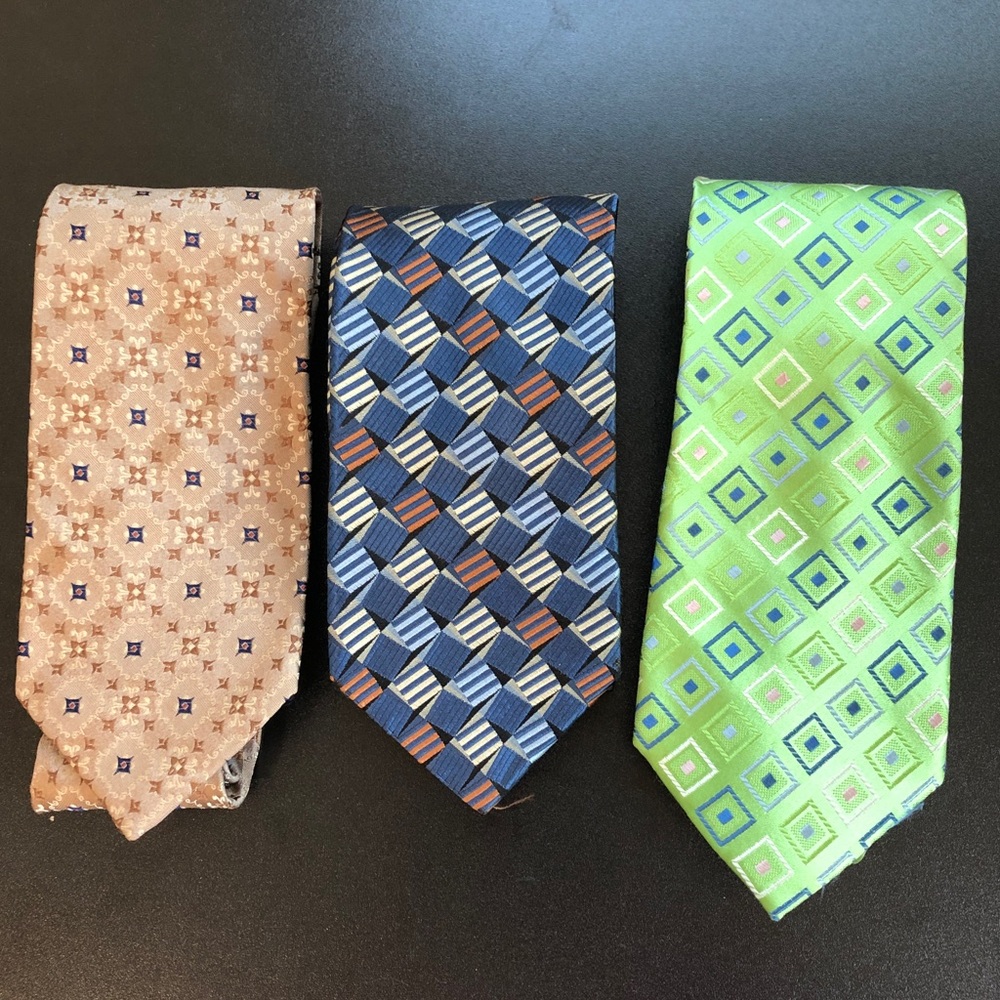 Jos A Bank Set Of 3 Mens 100% Silk Ties Italy & China Made